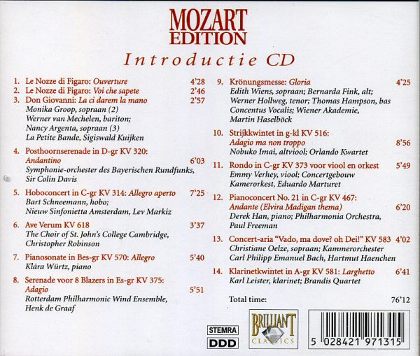 Wolfgang Amadeus Mozart : Mozart Edition Introductie CD (CD, Comp)