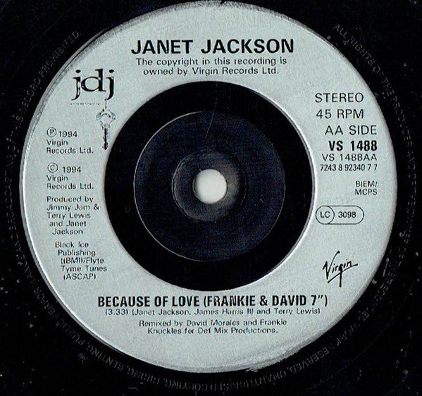 Janet Jackson : Because Of Love (7", Single)