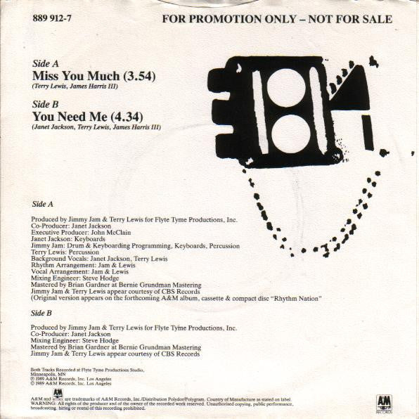 Janet Jackson : Miss You Much (7", Single, Promo)