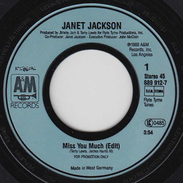 Janet Jackson : Miss You Much (7", Single, Promo)