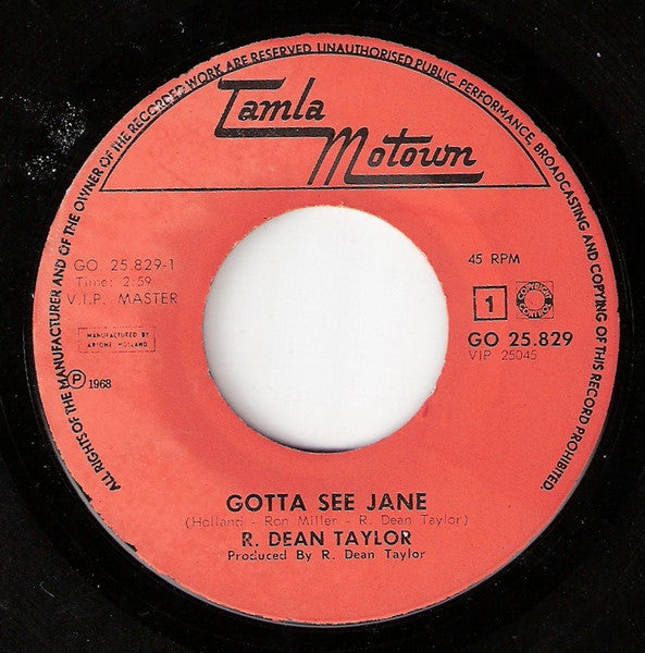 R. Dean Taylor : Gotta See Jane (7", Single)