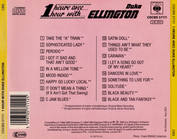 Duke Ellington : 1 Heure Avec Duke Ellington (CD)