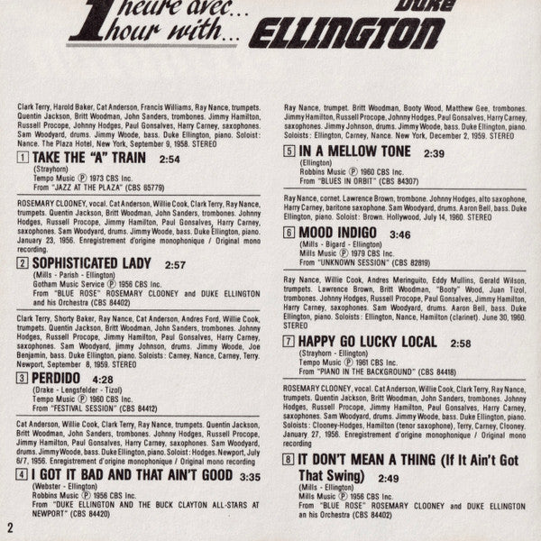 Duke Ellington : 1 Heure Avec Duke Ellington (CD)