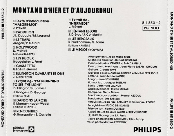 Yves Montand : Montand D'Hier Et D'Aujourd'Hui (CD, Album, Red)