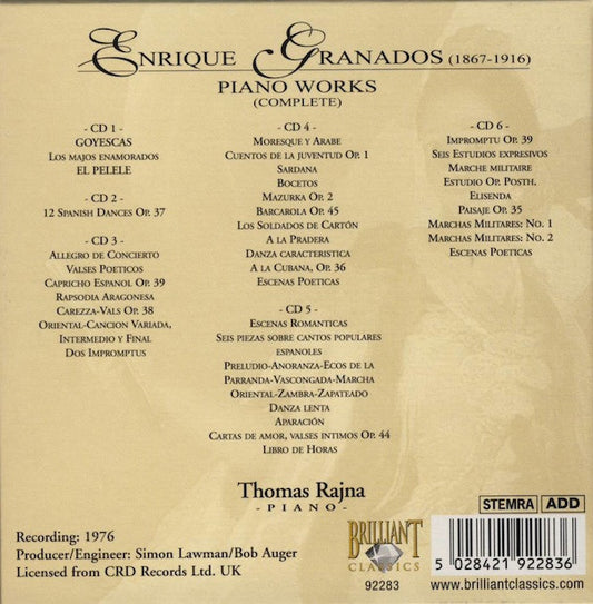 Enrique Granados - Thomas Rajna : Piano Works (Complete) (6xCD, Album, Comp + Box)