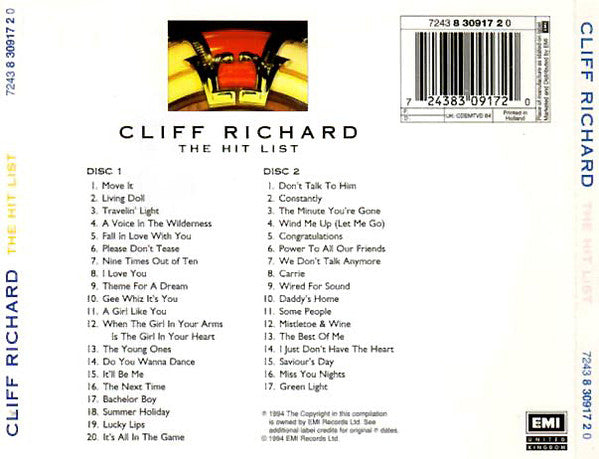 Cliff Richard : The Hit List (The Best Of 35 Years) (2xCD, Comp)