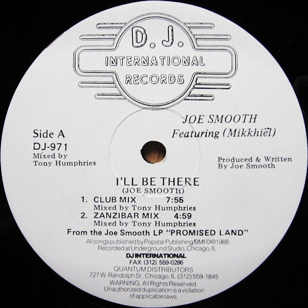 Joe Smooth Featuring Mike Benson : I'll Be There (12")