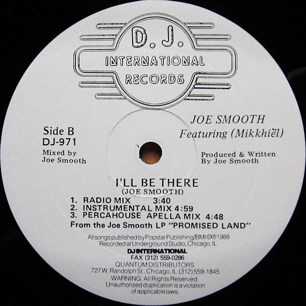Joe Smooth Featuring Mike Benson : I'll Be There (12")