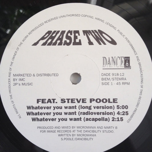 Phase Two : Whatever You Want (12")