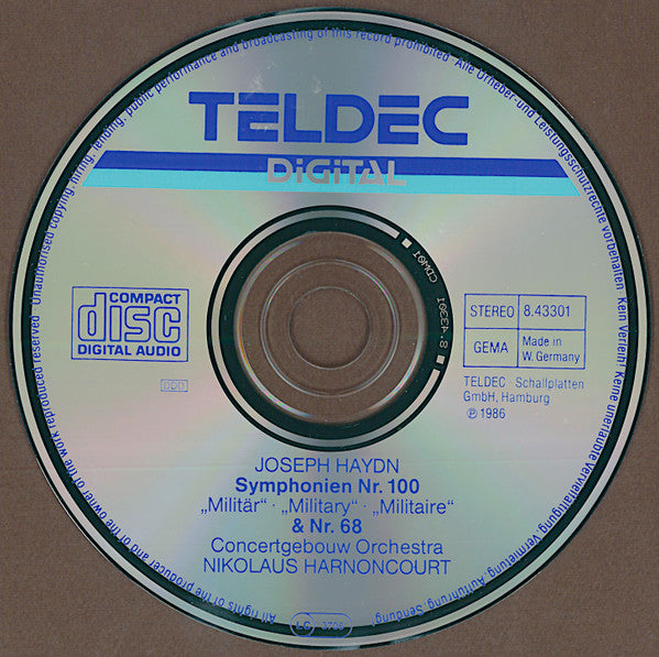 Joseph Haydn, Concertgebouworkest, Nikolaus Harnoncourt : Symphonien NR. 100 G-DUR "Militär" = "Military" & Nr. 68 B-Dur (CD, Album)