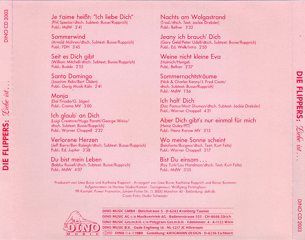 Die Flippers : Liebe Ist… (Die Schönsten Liebeslieder Der Welt) (CD, Album)