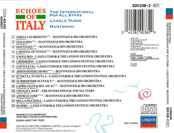 Mantovani · Laszlo Tábor · International "Pop" All Stars : Echoes Of Italy (CD, Comp, RE)