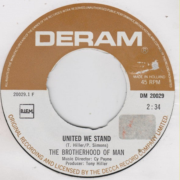 Brotherhood Of Man : United We Stand (7", Single)