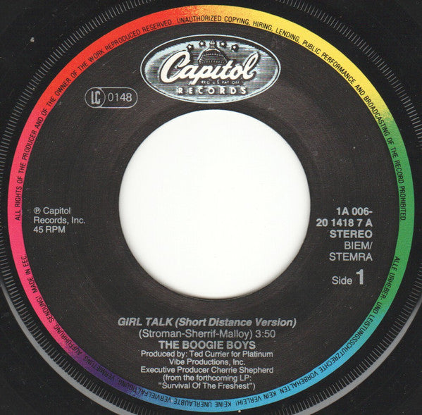 Boogie Boys : Girl Talk (7", Single)