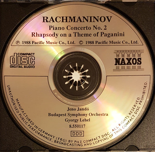 Sergei Vasilyevich Rachmaninoff - Jenö Jandó - Budapest Symphony Orchestra - György Lehel : Piano Concerto No. 2 • Rhapsody On A Theme Of Paganini (CD, Album)