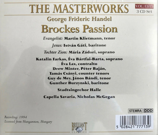 Georg Friedrich Händel : Brockes Passion (3xCD, Album, RE)
