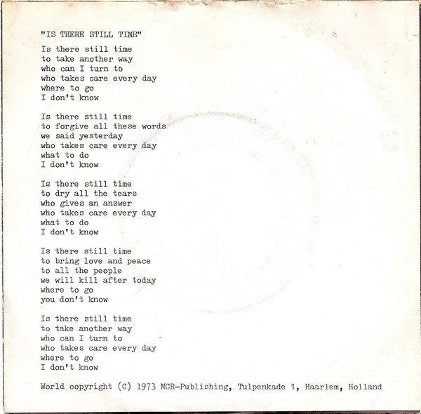 Nicky (17) : Is There Still Time (7", Single)