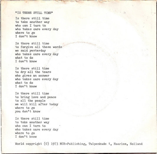 Nicky (17) : Is There Still Time (7", Single)