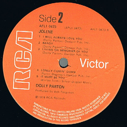 Dolly Parton : Jolene (LP, Album, Ora)