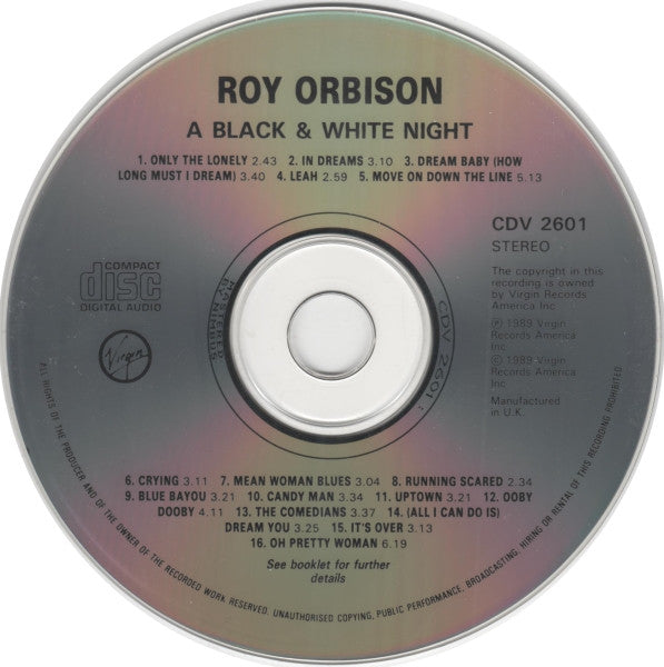 Roy Orbison : Roy Orbison And Friends - A Black And White Night Live (CD, Album)