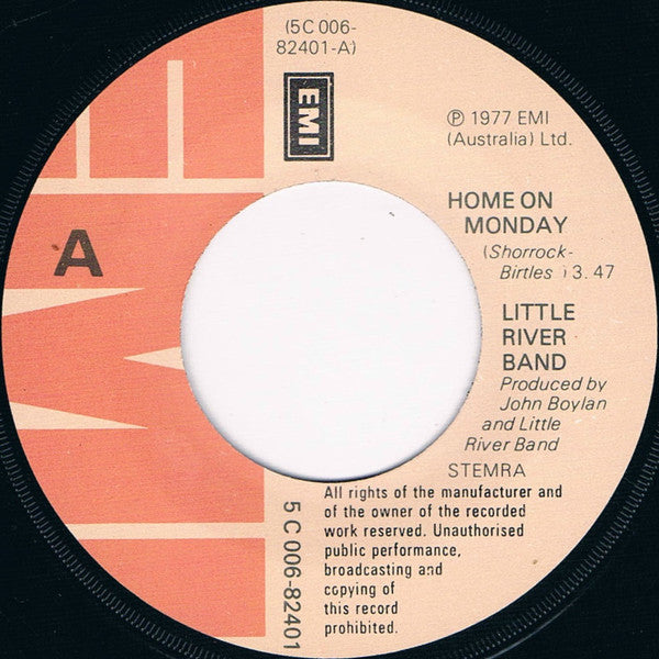 Little River Band : Home On Monday / The Inner Light (7", Single)