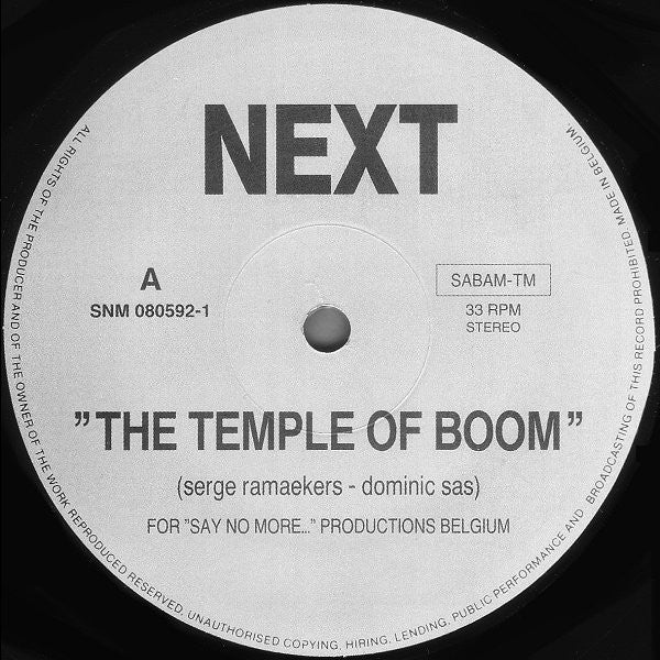 Next : The Temple Of Boom (12")