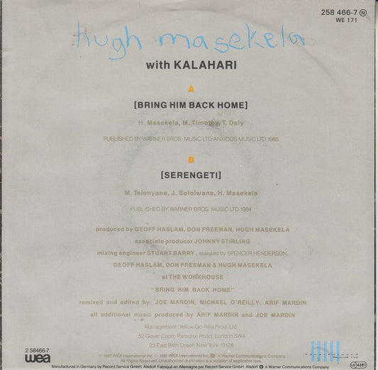 Hugh Masekela : Bring Him Back Home (7", Single)