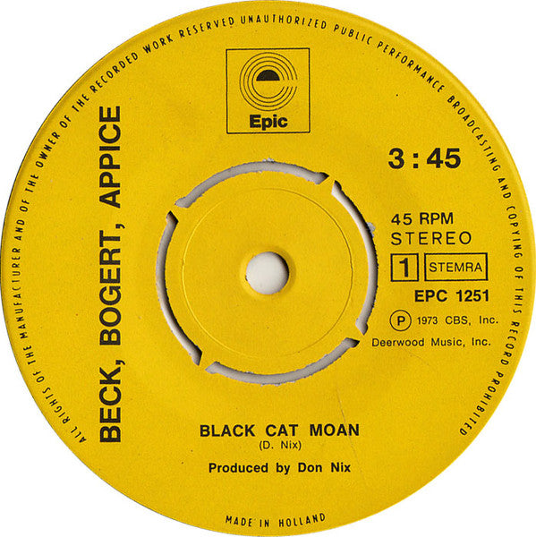Beck, Bogert, Appice* : Black Cat Moan (7", Single)