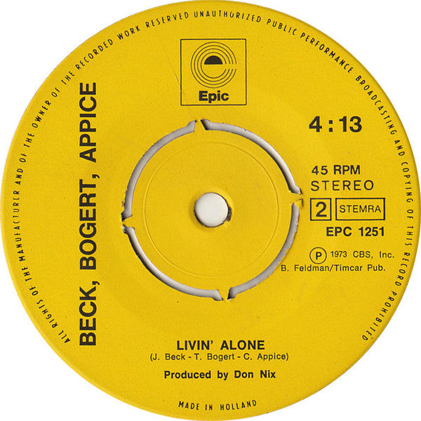 Beck, Bogert, Appice* : Black Cat Moan (7", Single)