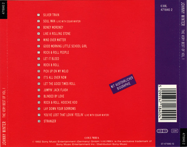 Johnny Winter : The Very Best Of Vol. 1 (CD, Comp)