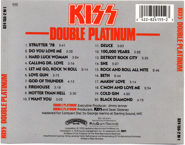Kiss : Double Platinum (CD, Comp, RE)