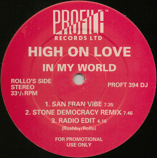 High On Love : In My World (12", Promo)
