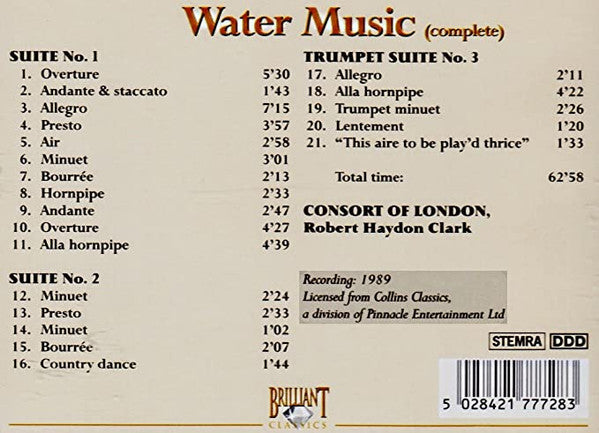 Georg Friedrich Händel : Water Music (CD, Album, RE)