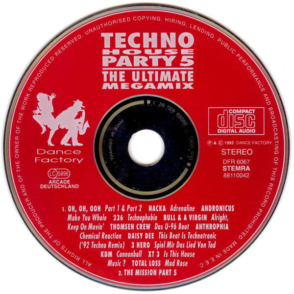 Various : Techno House Party 5 - The Ultimate Megamix (CD, Mixed)