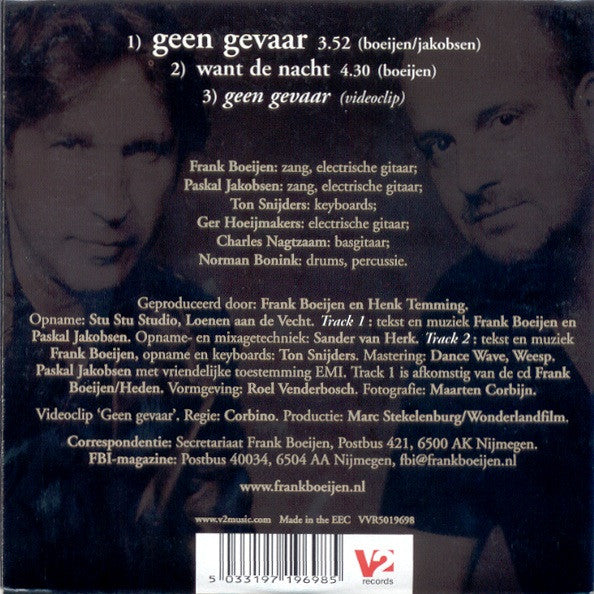 Frank Boeijen / Paskal Jakobsen : Geen Gevaar (CD, Single, Enh)