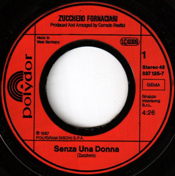 Zucchero : Senza Una Donna (7", Single)
