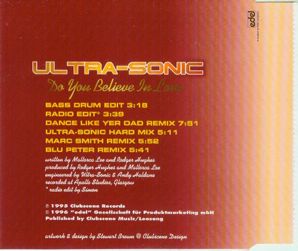 Ultra-Sonic : Do You Believe In Love (CD, Maxi)