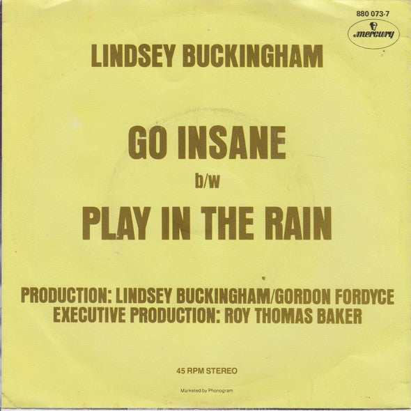 Lindsey Buckingham : Go Insane (7", Single)
