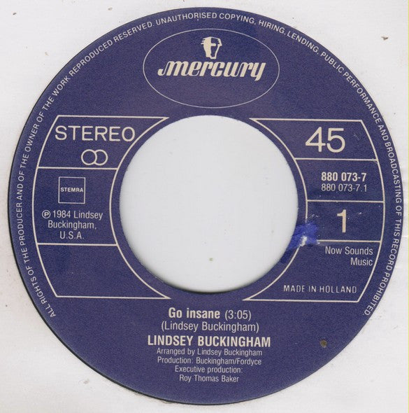 Lindsey Buckingham : Go Insane (7", Single)