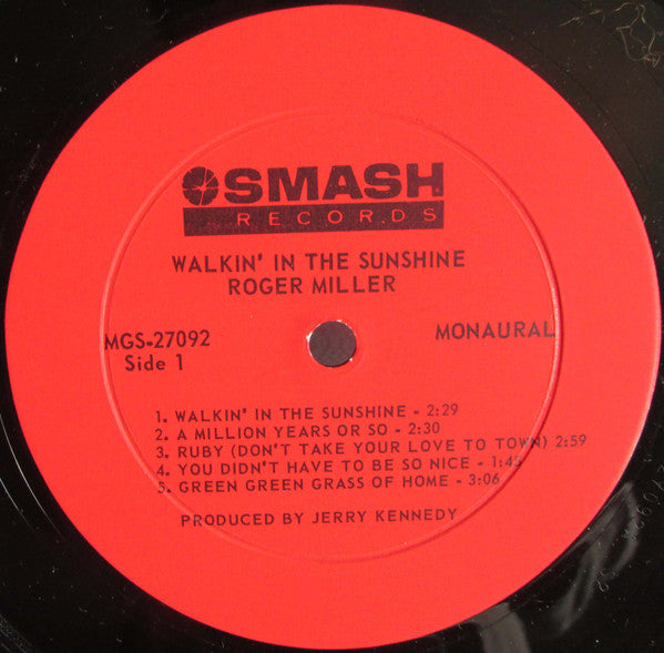 Roger Miller : Walkin' In The Sunshine (LP, Album, Mono, Mer)