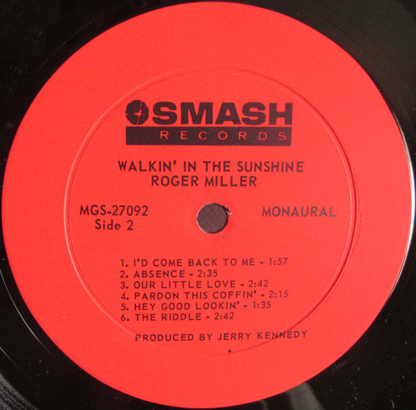 Roger Miller : Walkin' In The Sunshine (LP, Album, Mono, Mer)