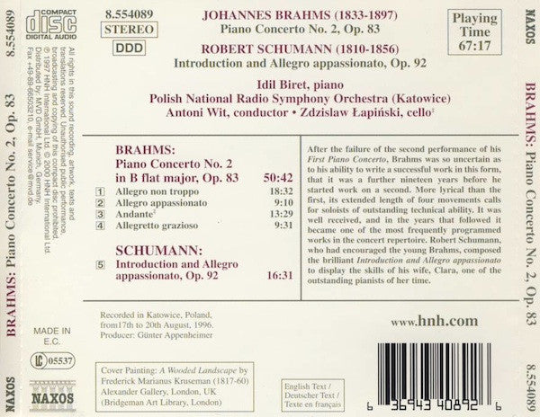 Johannes Brahms, Robert Schumann, Idil Biret, Wielka Orkiestra Symfoniczna Polskiego Radia W Katowicach, Antoni Wit : Piano Concerto No. 2 / Introduction And Allegro Appassionato (CD, Album)