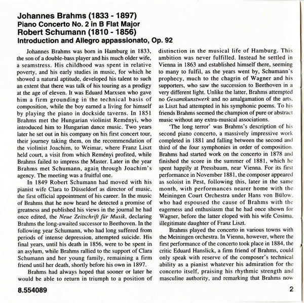 Johannes Brahms, Robert Schumann, Idil Biret, Wielka Orkiestra Symfoniczna Polskiego Radia W Katowicach, Antoni Wit : Piano Concerto No. 2 / Introduction And Allegro Appassionato (CD, Album)
