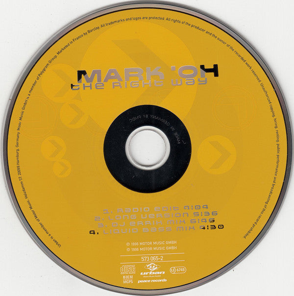Mark 'Oh : The Right Way (CD, Maxi)