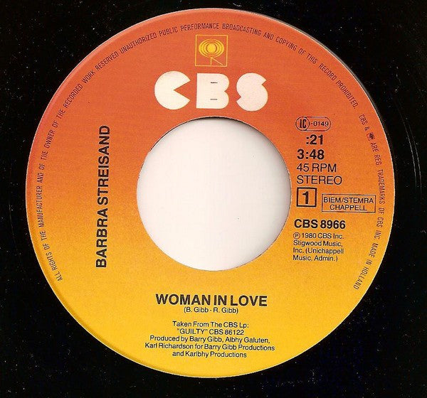 Barbra Streisand : Woman In Love (7", Single)