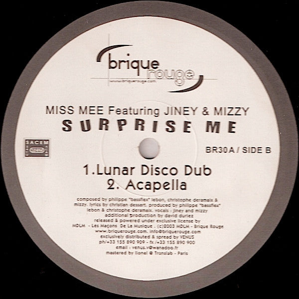 Miss Mee Featuring Jiney & Mizzy : Surprise Me (12")