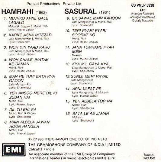 Shankar-Jaikishan : Hamrahi / Sasural (CD, Comp, 2-o)