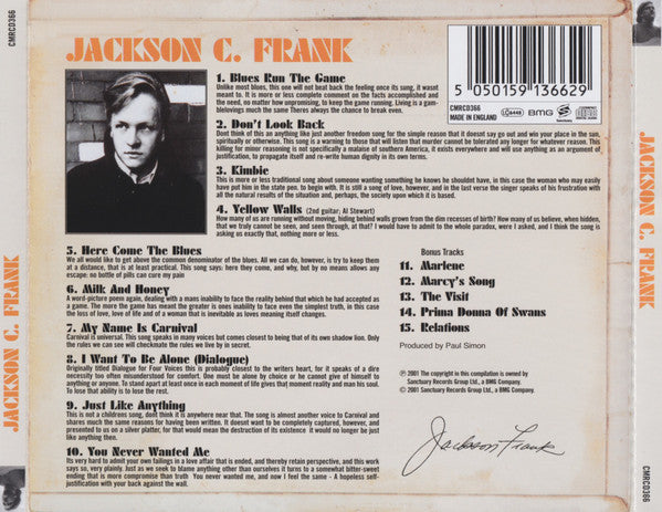 Jackson C. Frank : Jackson C. Frank (CD, Album, RE, RM, RP)