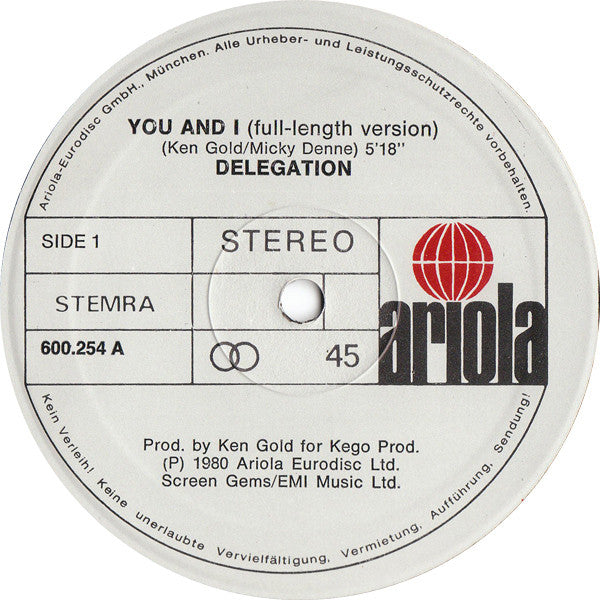 Delegation : You And I (12")