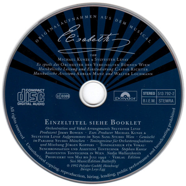 Michael Kunze & Sylvester Levay : Elisabeth - Originalaufnahmen Aus Dem Musical (CD, Album, RE)